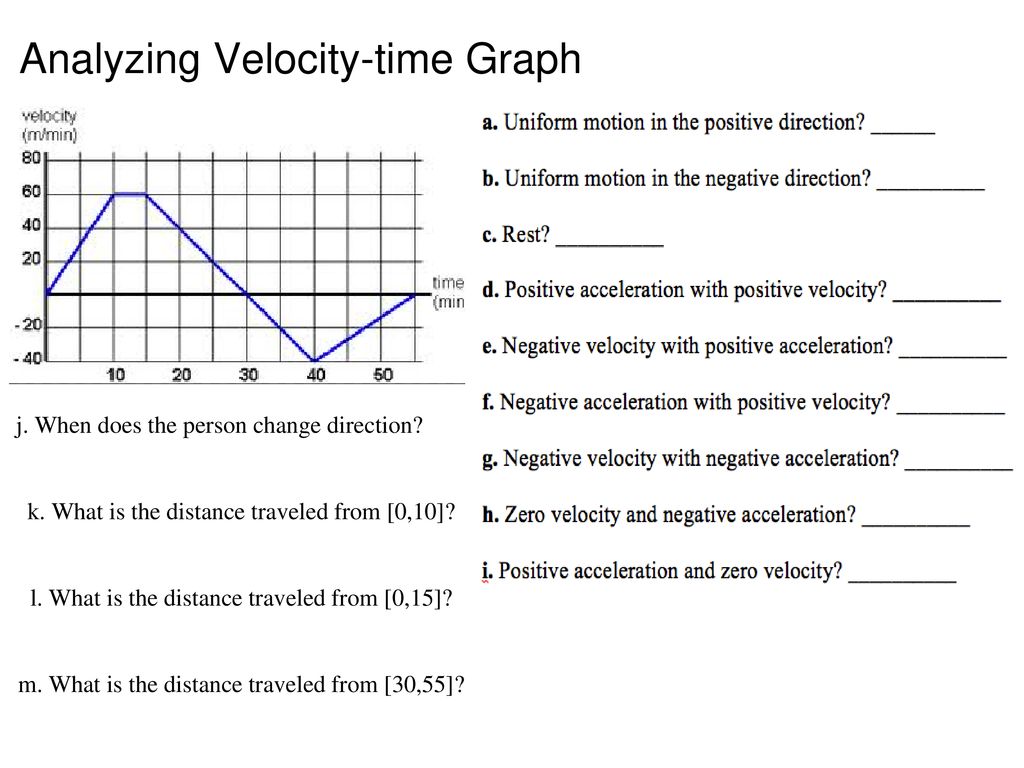 20.20: Velocity-time graphs - ppt download Inside Velocity Time Graph Worksheet