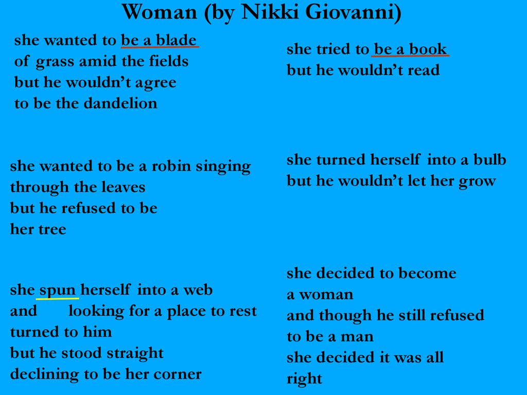 nikki giovanni woman poem
