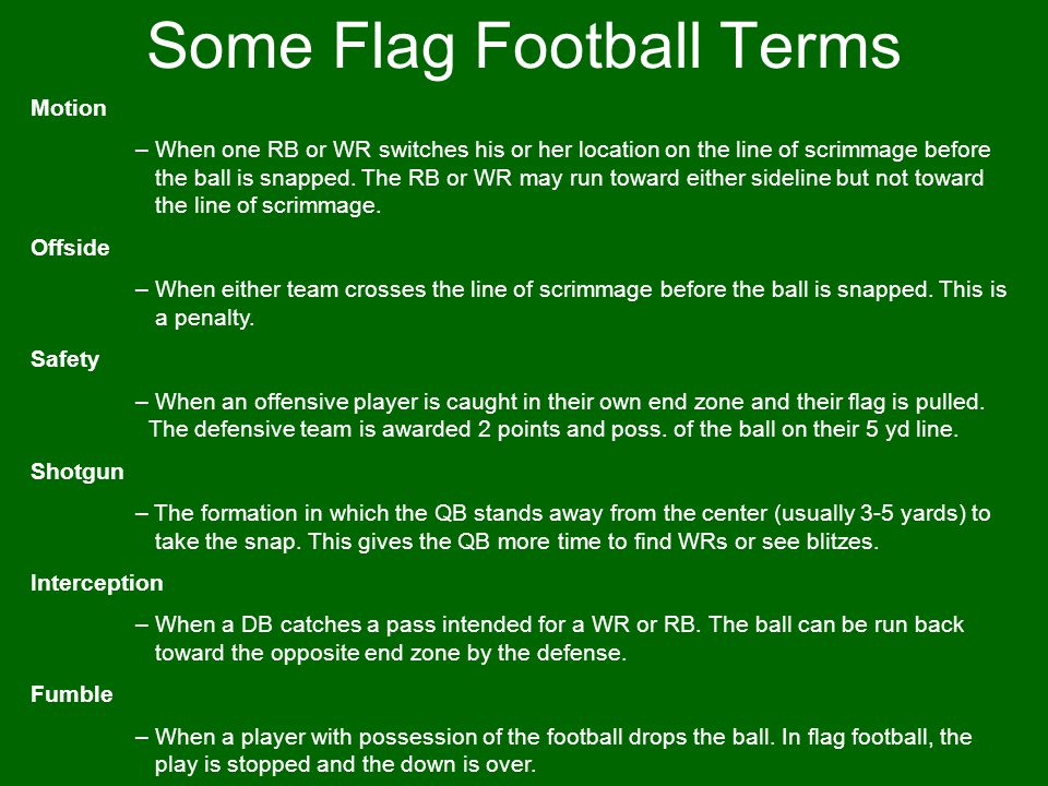 Some Flag Football Terms