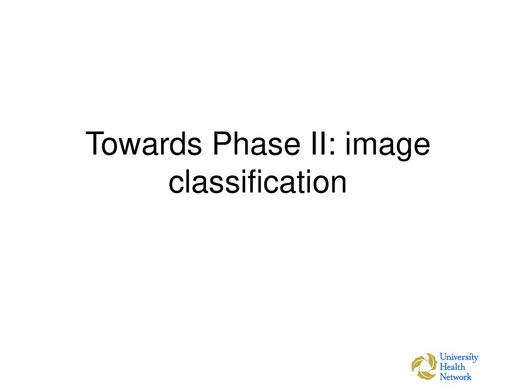 Towards Phase II: image classification