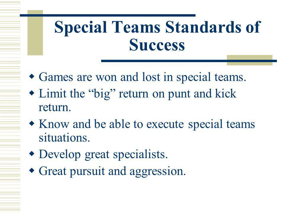 Special Teams Standards of Success
