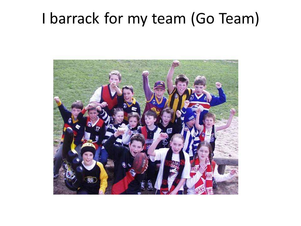 I barrack for my team (Go Team)