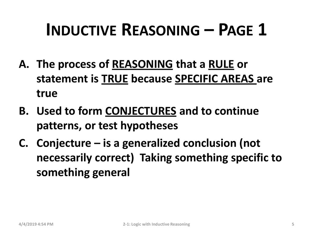 2-1: Logic With Inductive Reasoning - Ppt Download