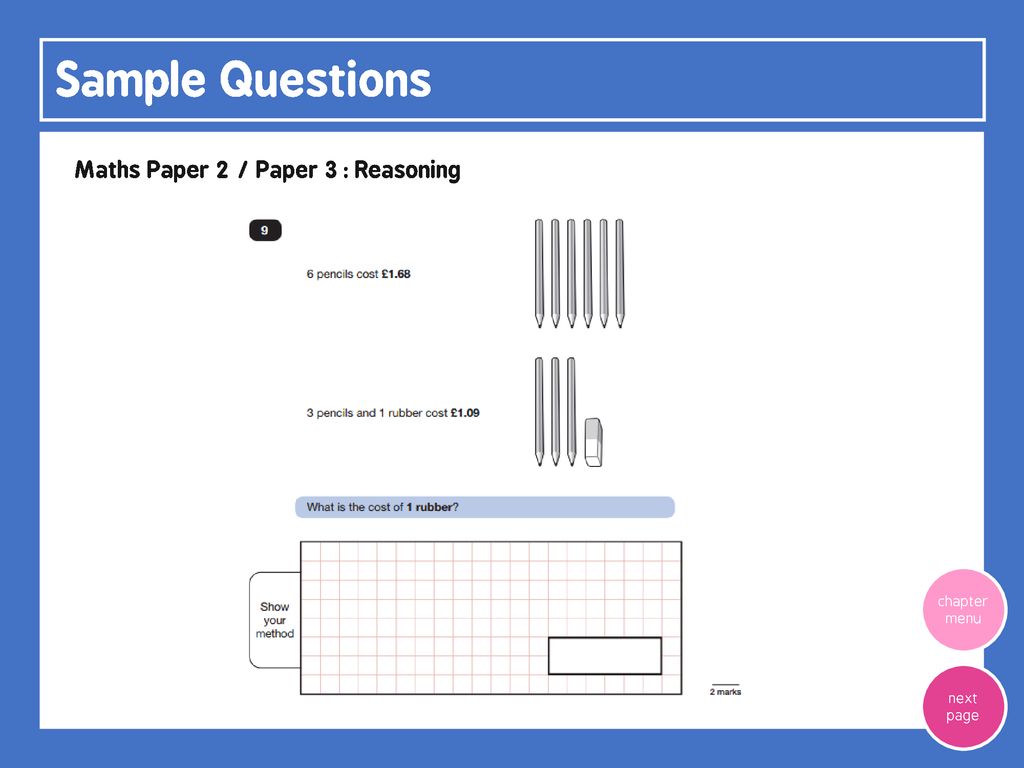 Sample Questions Maths Paper 2 / Paper 3 : Reasoning chapter menu
