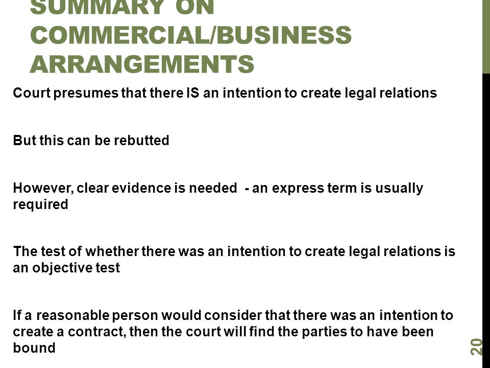 intention to create legal relations