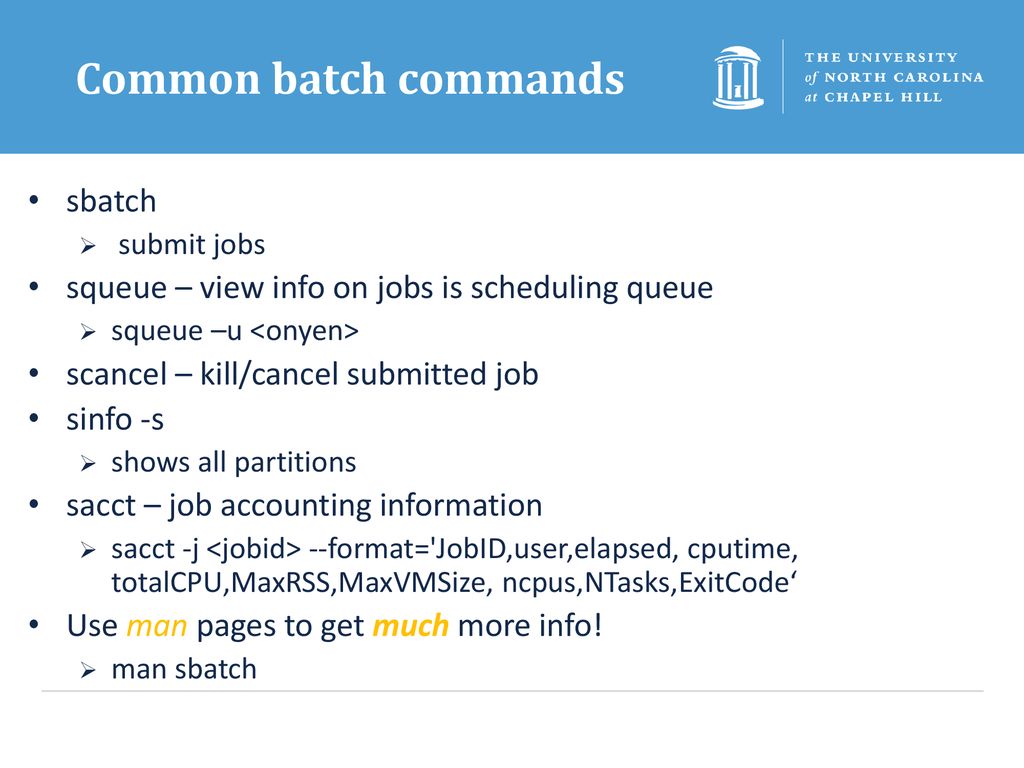 Common batch commands sbatch