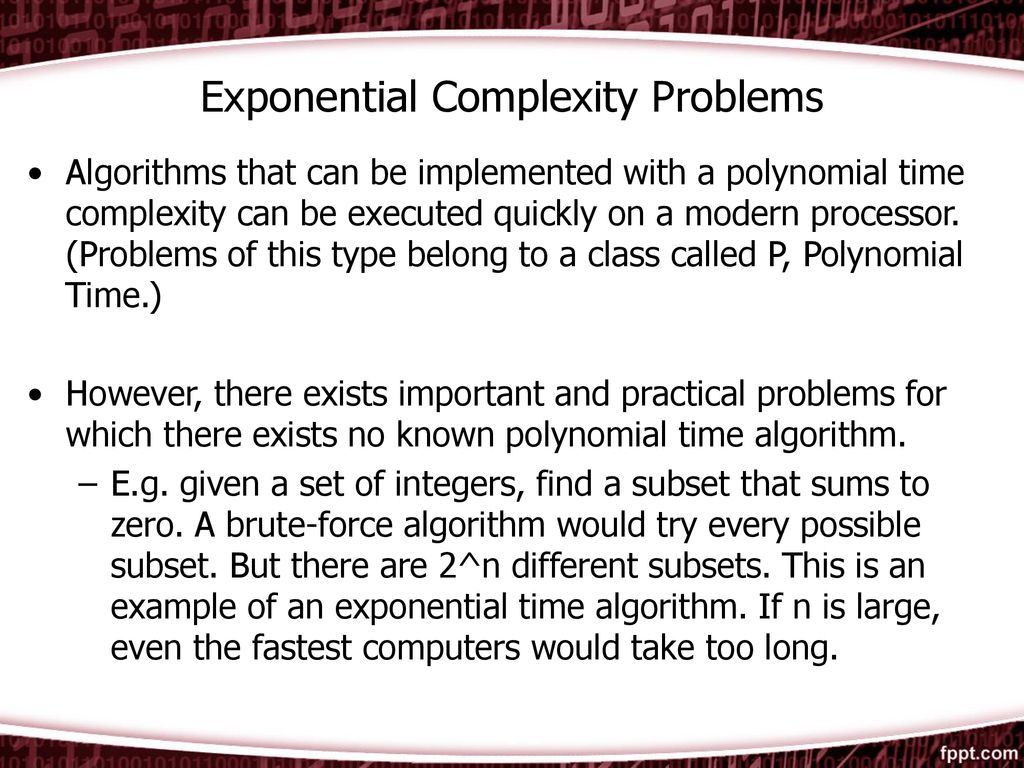 Exponential Complexity Problems