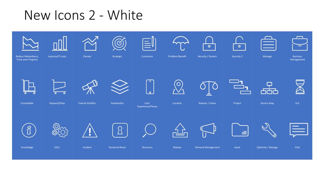 New Icons 2 - White Reduce Redundancy, Track your Progress