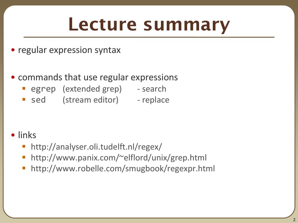 Regular expressions egrep and sed ppt download