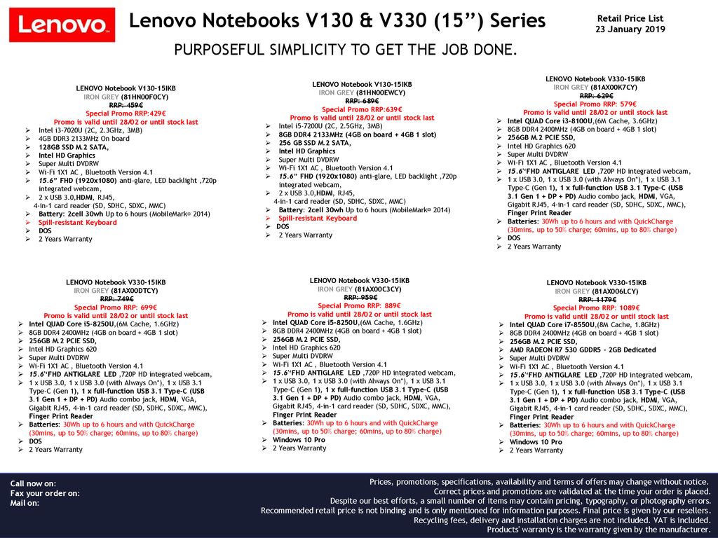 Lenovo Notebooks V130 & V330 (15’’) Series - ppt download