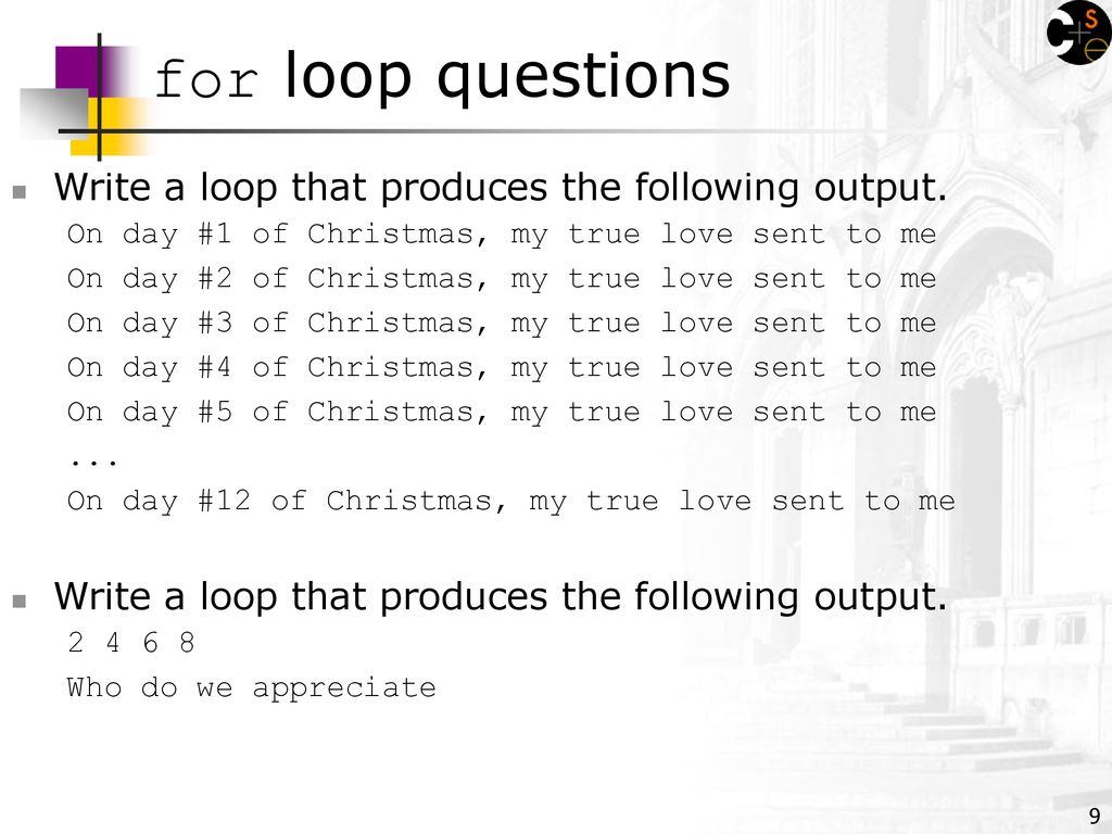 The for loop suggested reading ppt download