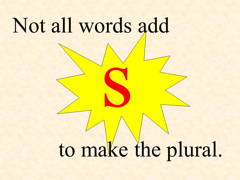 Not all words add s to make the plural.