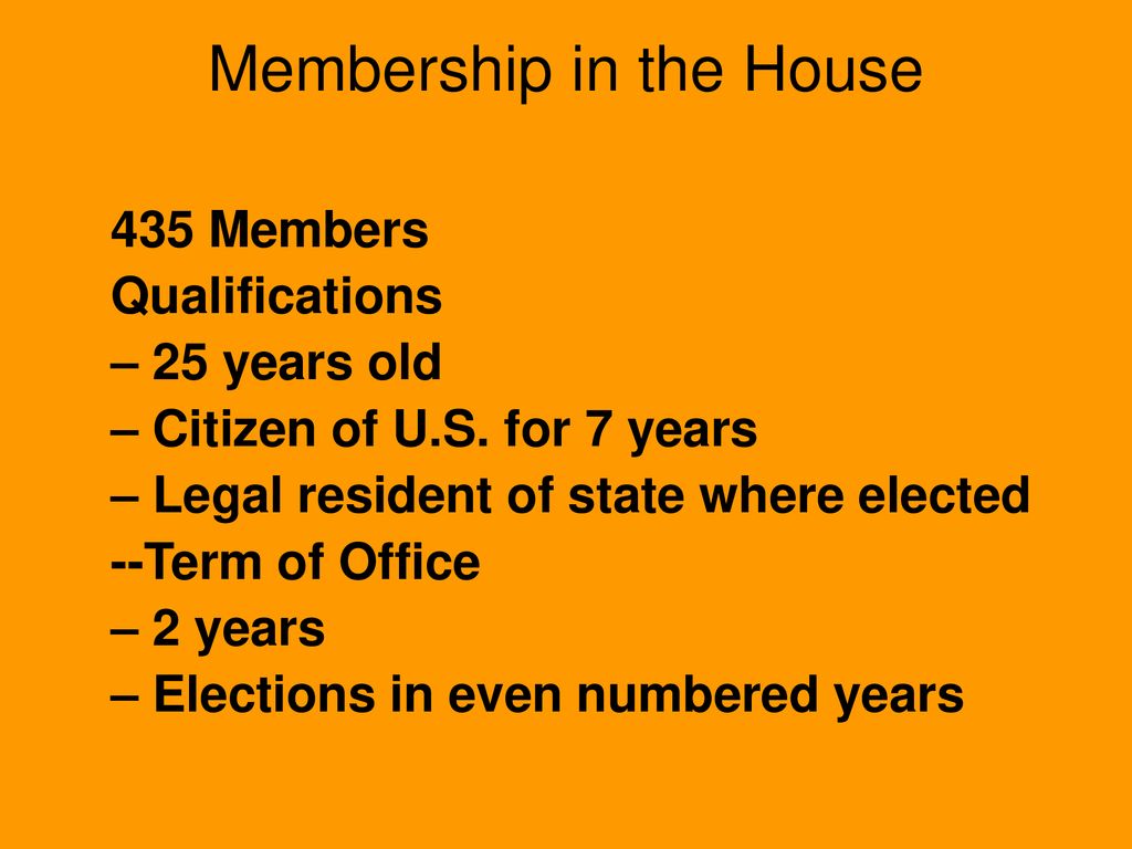 Membership in the House