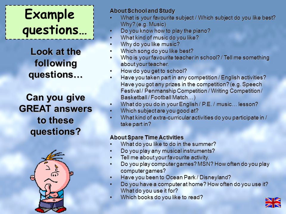Example questions… Look at the following questions…
