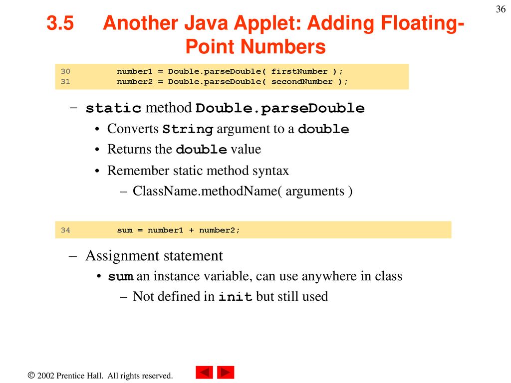 3.5 Another Java Applet: Adding Floating-Point Numbers