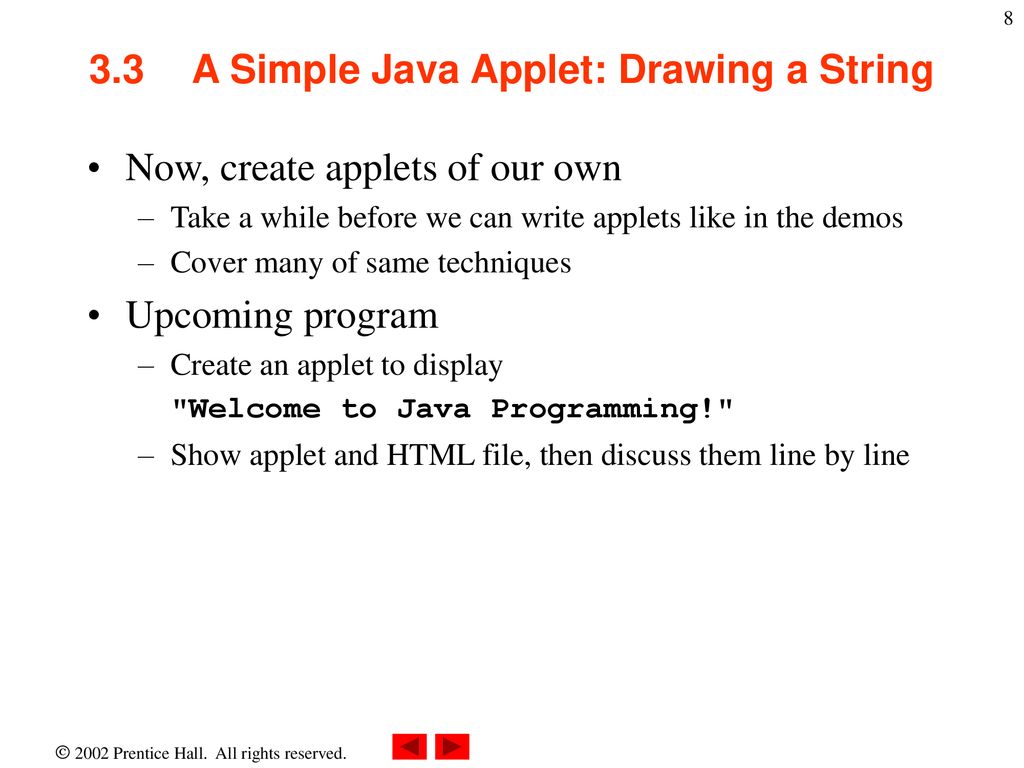 3.3 A Simple Java Applet: Drawing a String