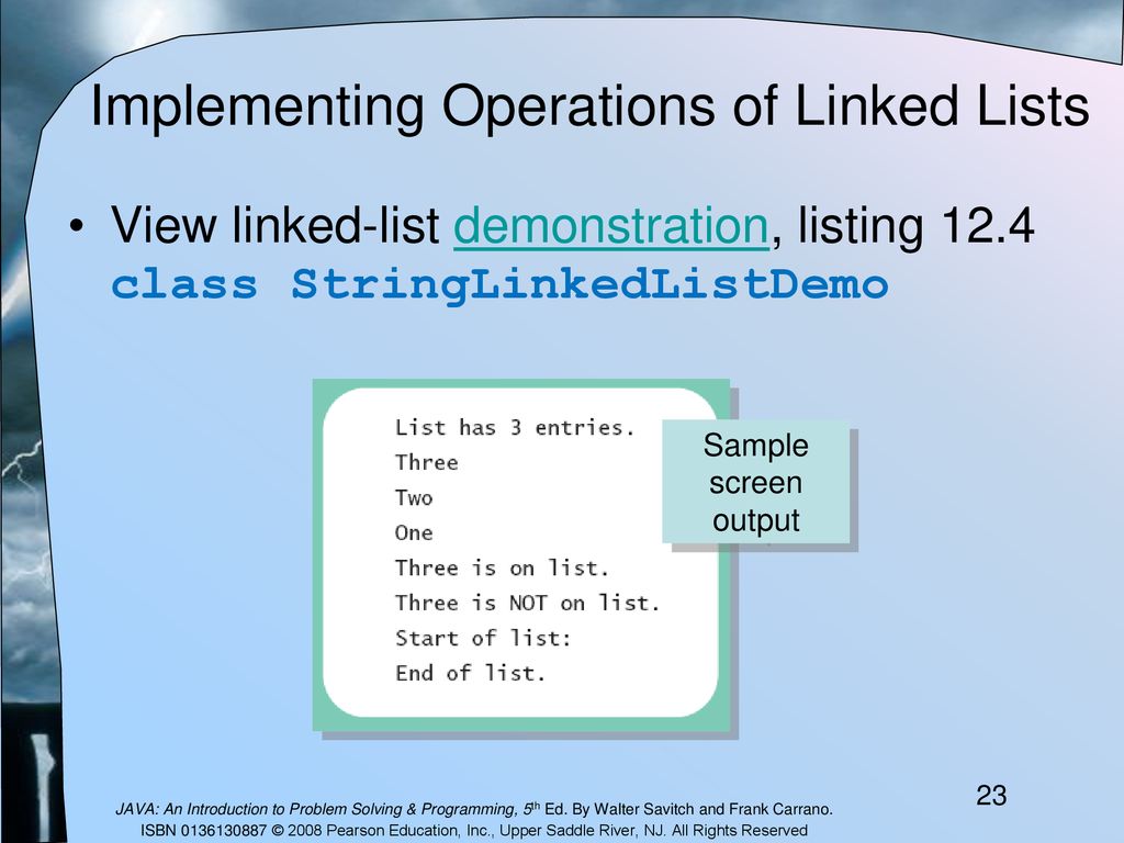 Implementing Operations of Linked Lists