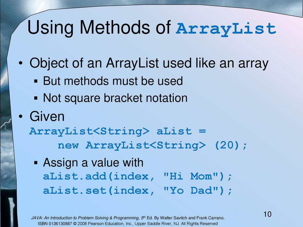 Using Methods of ArrayList