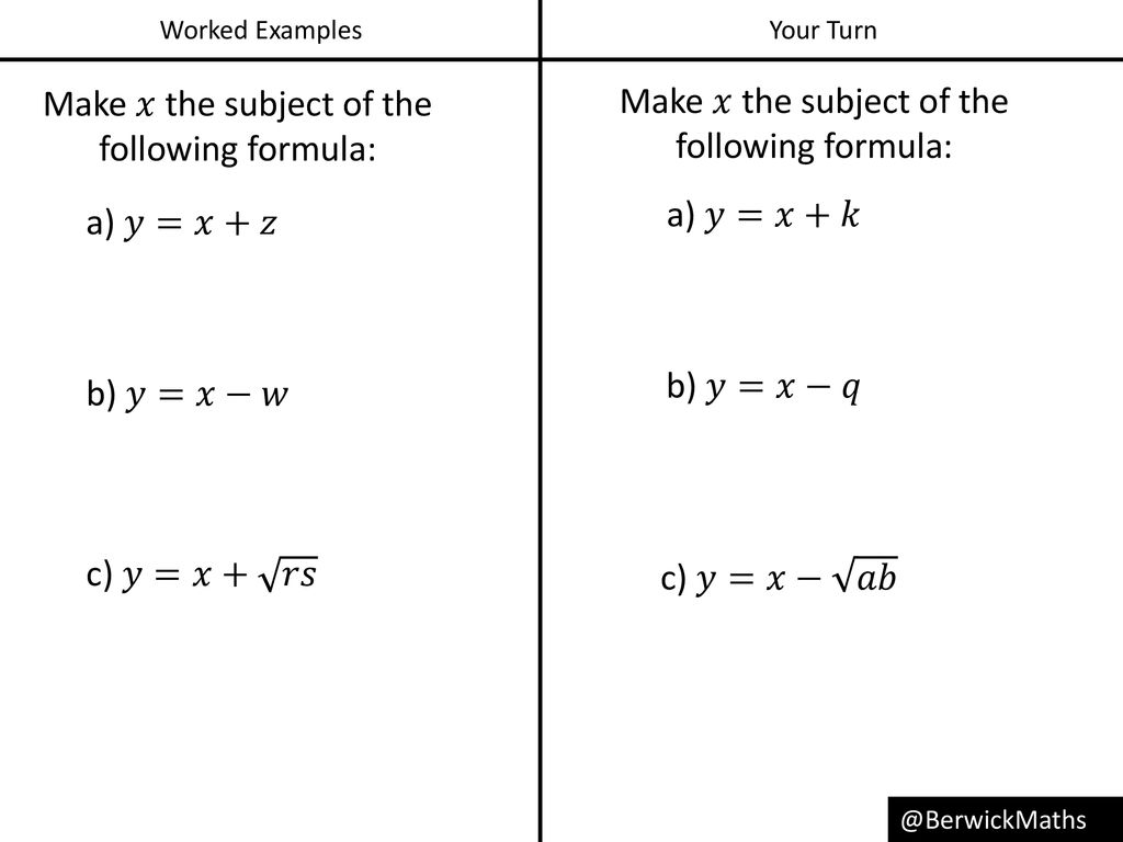 Changing The Subject Of A Formula 6 Exericses Ppt Download