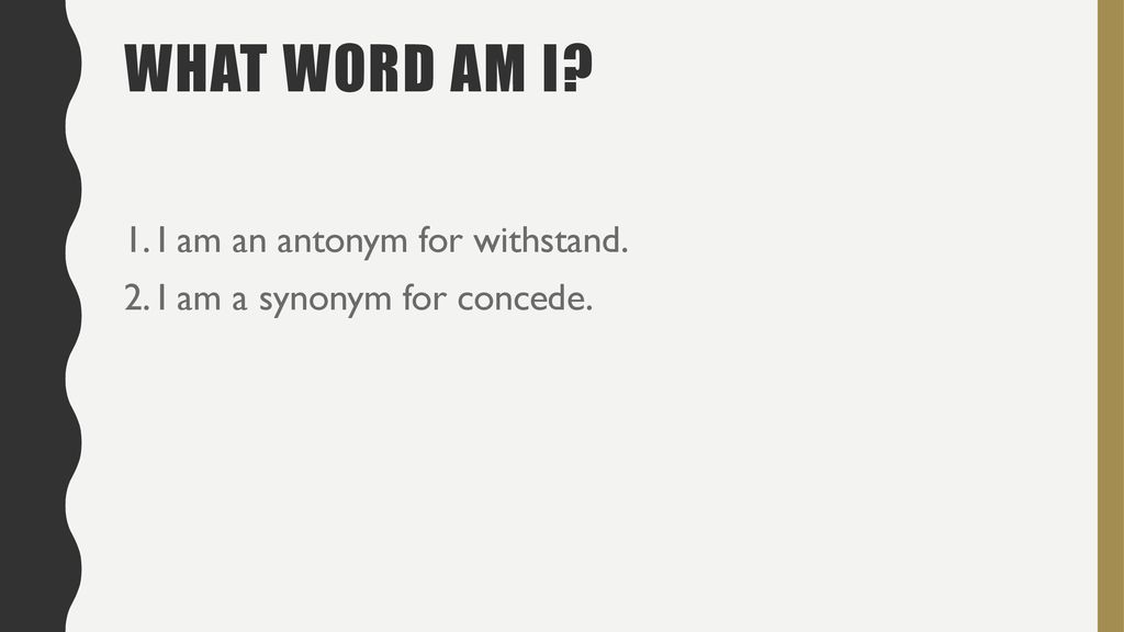 Vocabulary Week One Using context clues, provide a definition of the