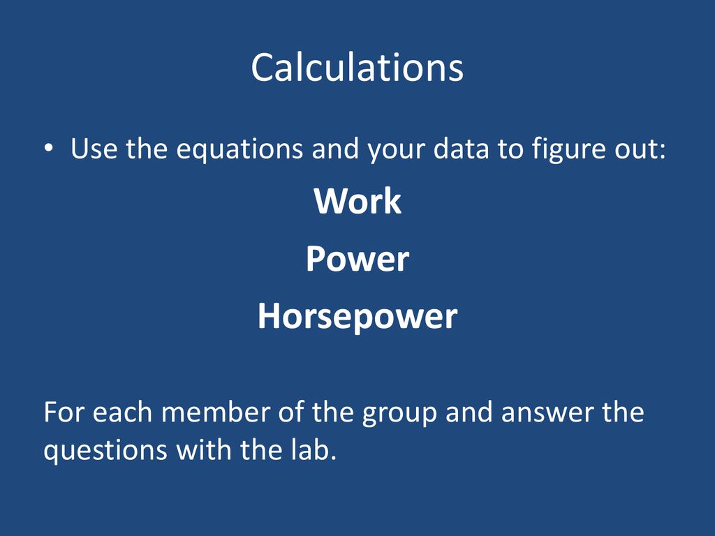 Power The ability to do work is important for humans and machines. We