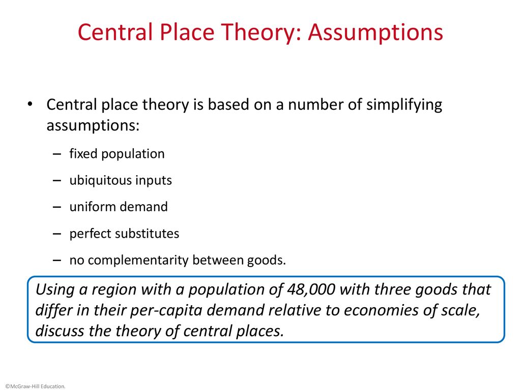 Central Place Theory: Assumptions