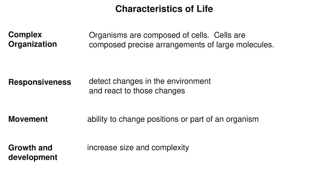 Characteristics of Life