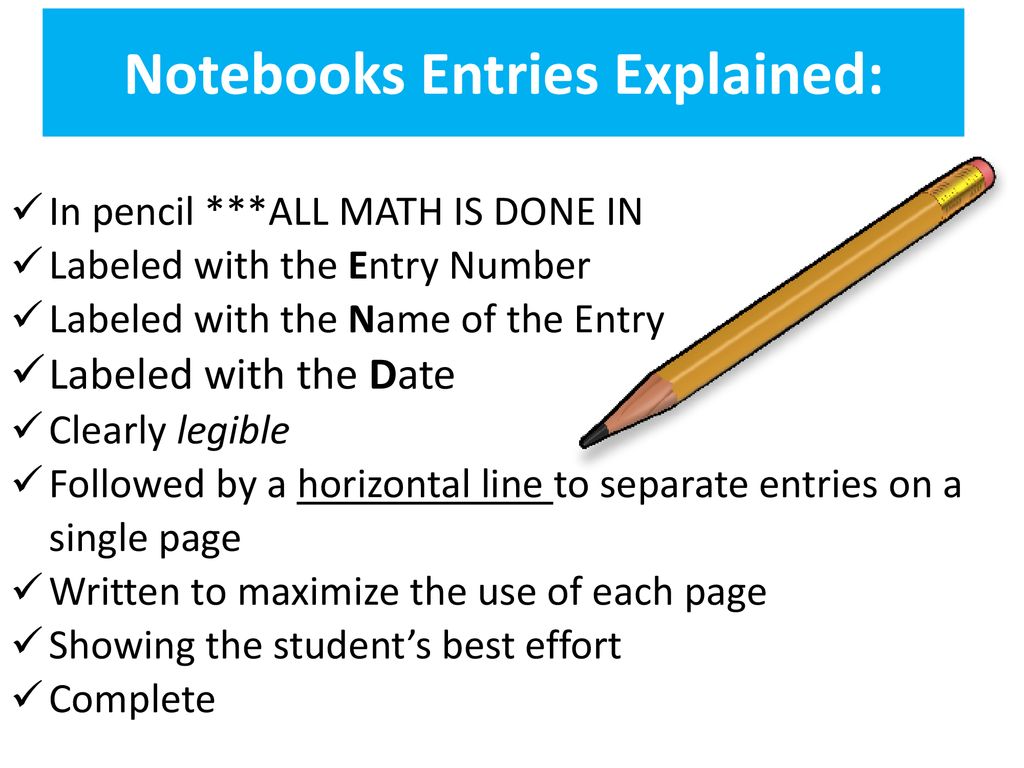 Notebooks Entries Explained: