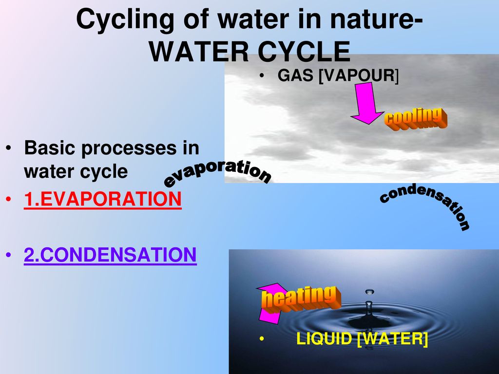 Cycling of water in nature- WATER CYCLE