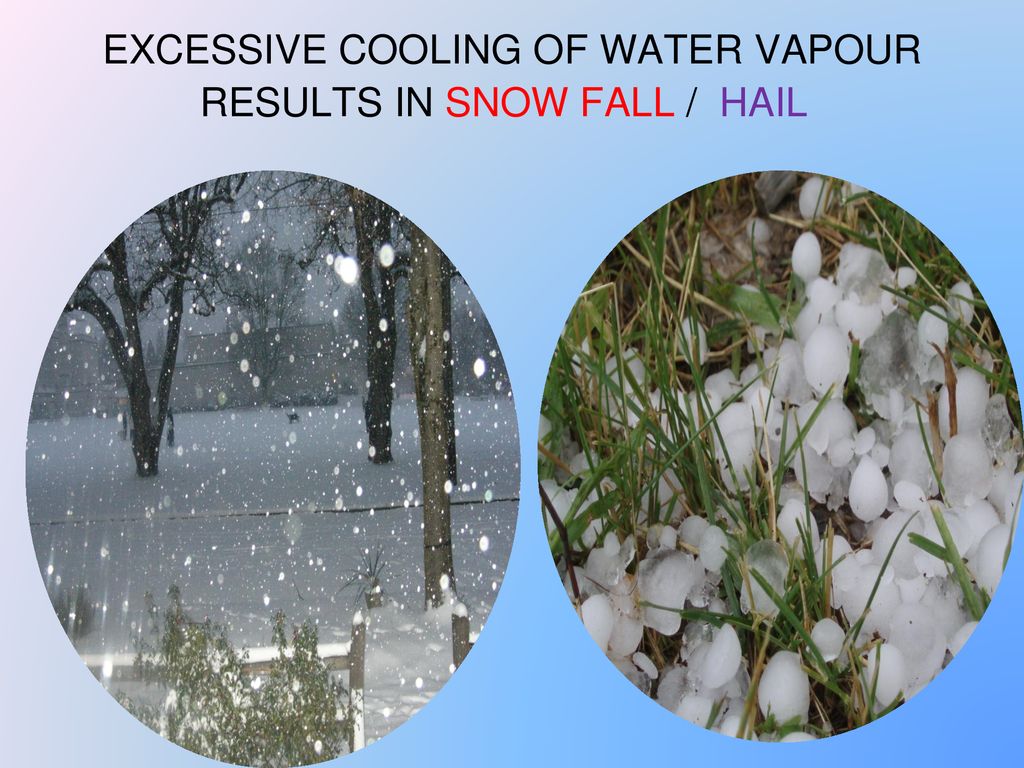 EXCESSIVE COOLING OF WATER VAPOUR RESULTS IN SNOW FALL / HAIL