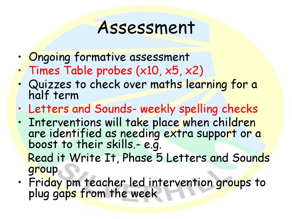 Assessment Ongoing formative assessment
