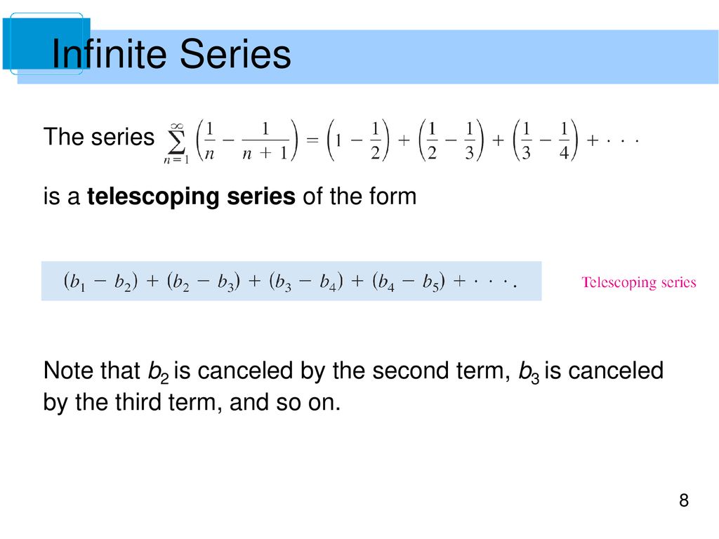 Infinite Series The series is a telescoping series of the form