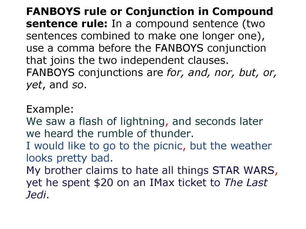 FANBOYS conjunctions and their commas - Worktalk