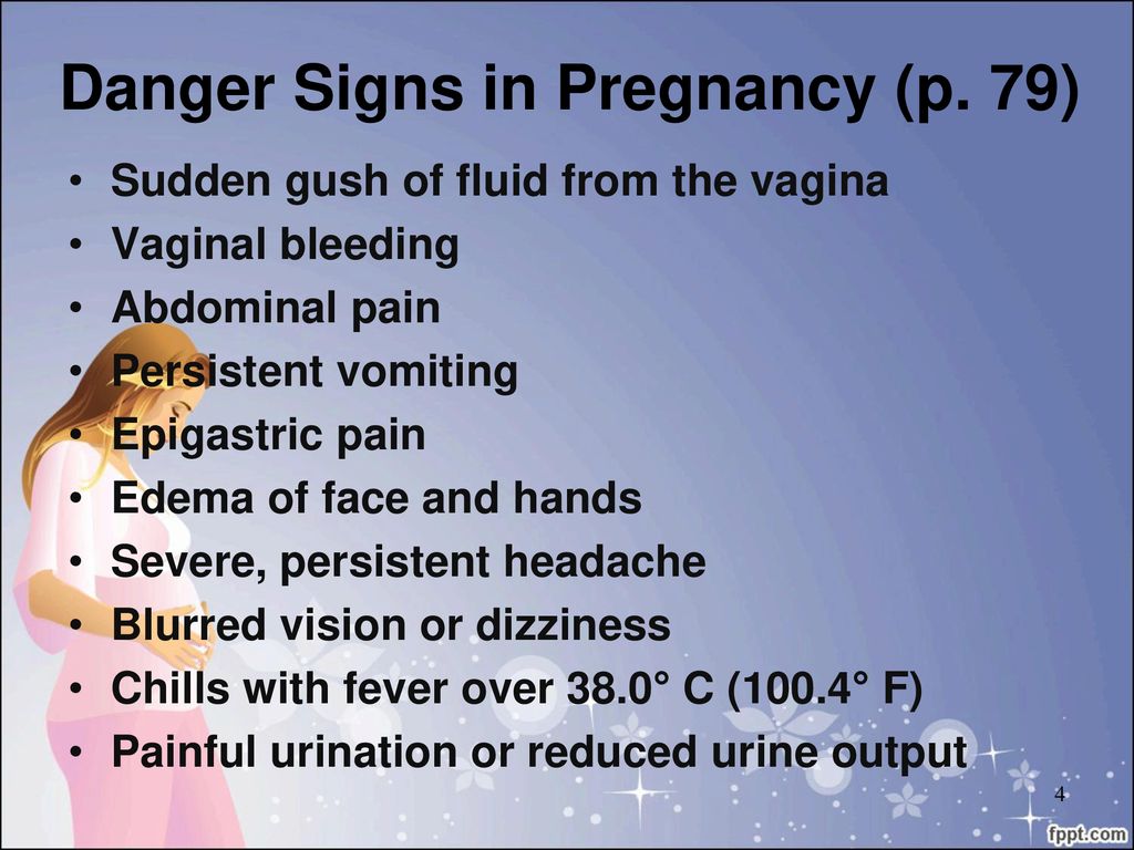 recognized danger signs in pregnancy