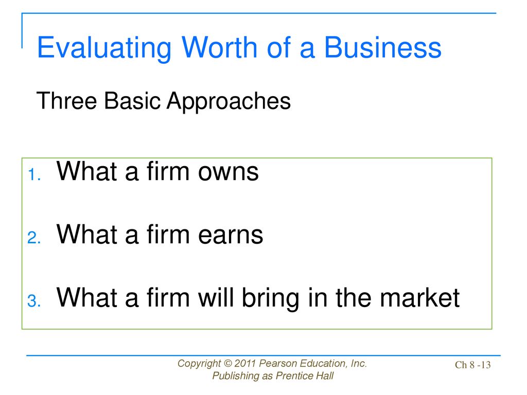Evaluating Worth of a Business