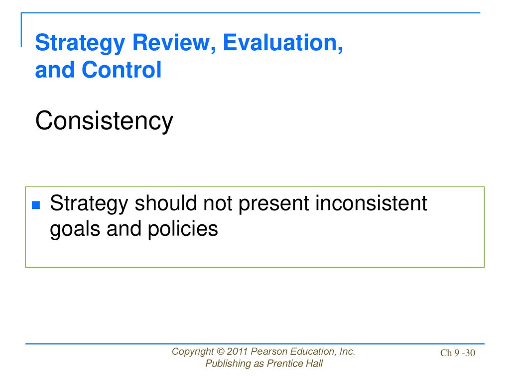 Strategy Review, Evaluation, and Control