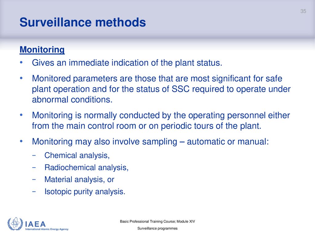 BASIC PROFESSIONAL TRAINING COURSE Module XIV Surveillance programmes ...