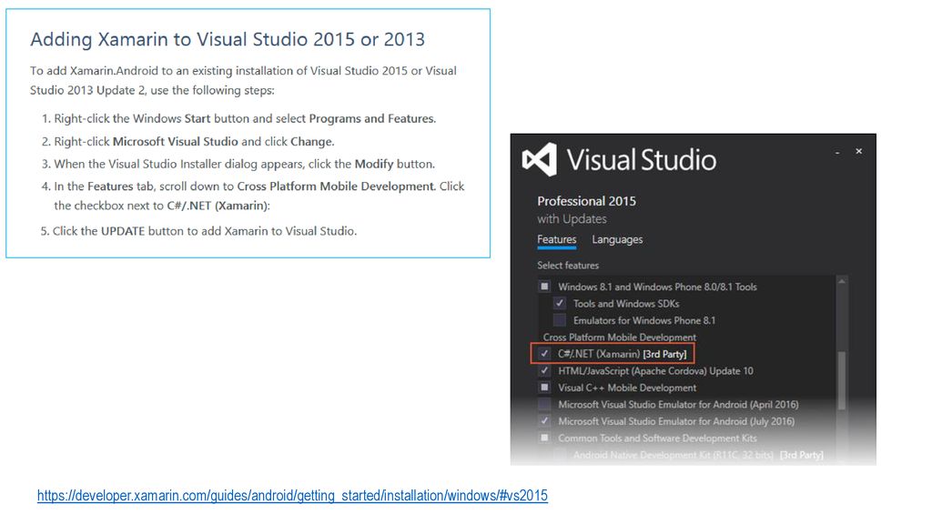 xamarin for visual studio 2015 updatre xamarin for visual studio 2015 updatre