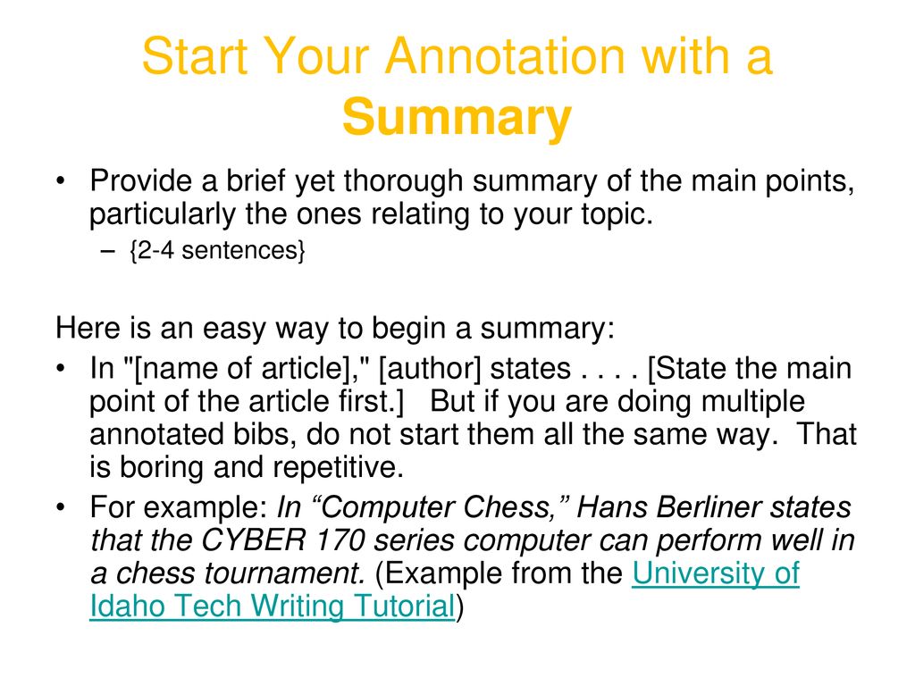 How to Write an Annotated Bib - ppt download