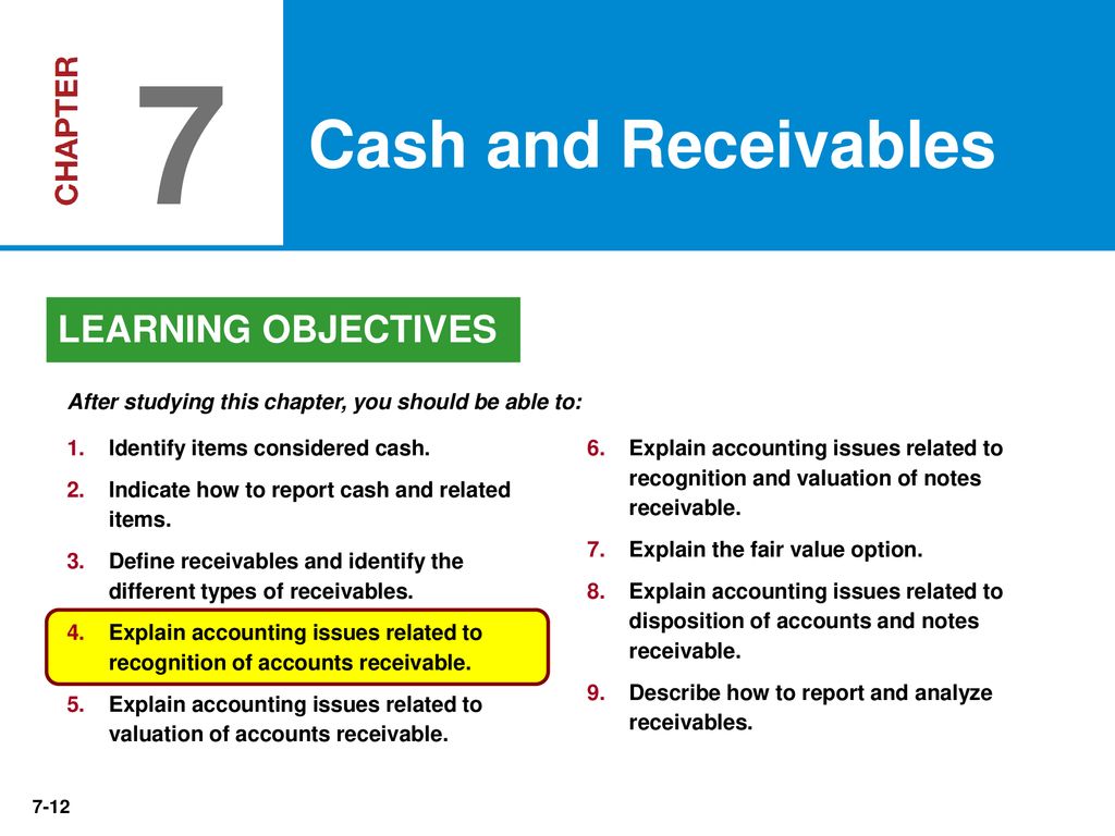 7 Cash and Receivables LEARNING OBJECTIVES
