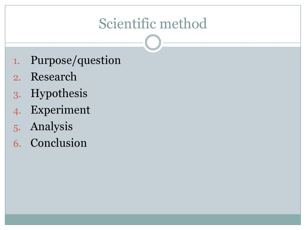 purpose research hypothesis experiment analysis conclusion