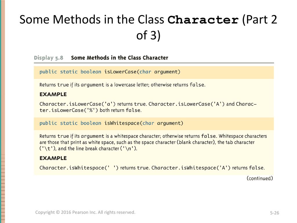 Some Methods in the Class Character (Part 2 of 3)