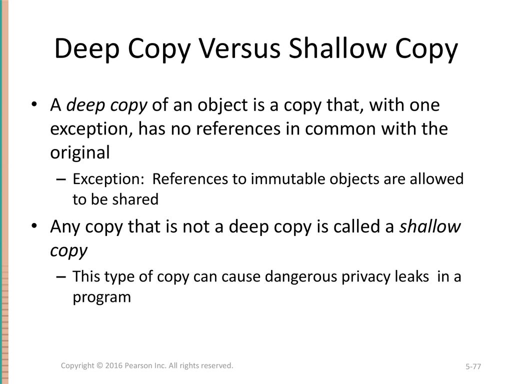 Deep Copy Versus Shallow Copy