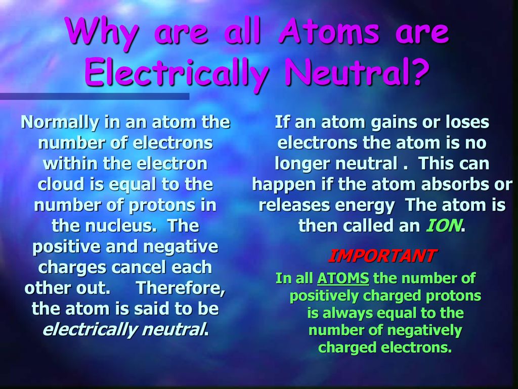 Why are all Atoms are Electrically Neutral