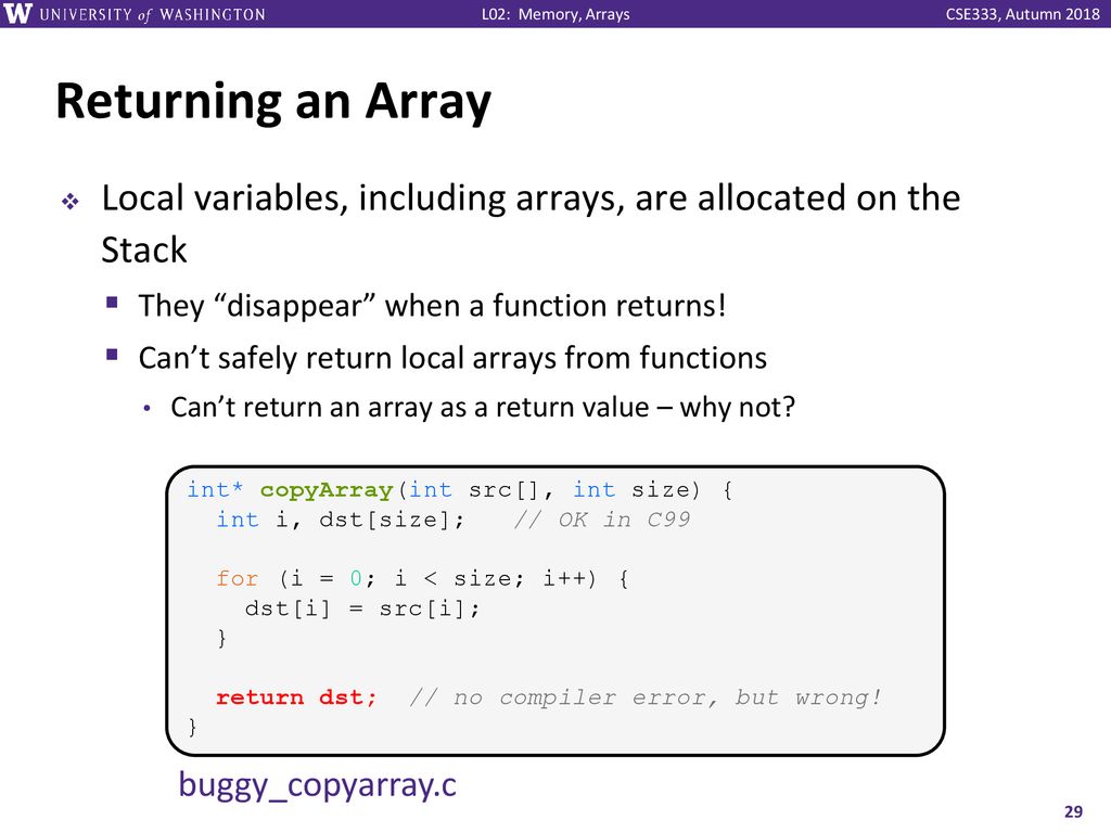 Memory and Arrays CSE 333 Autumn ppt download