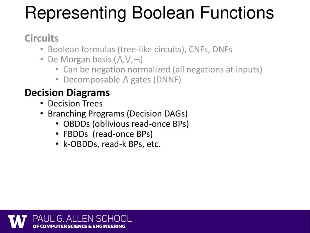 Representing Boolean Functions