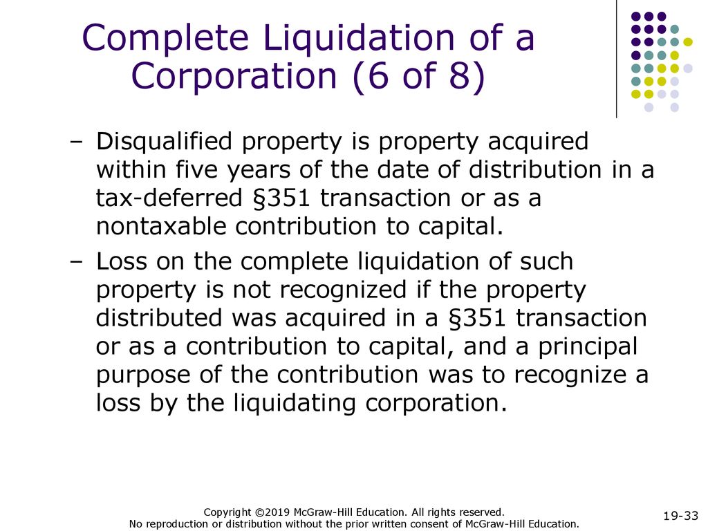 Complete Liquidation of a Corporation (6 of 8)