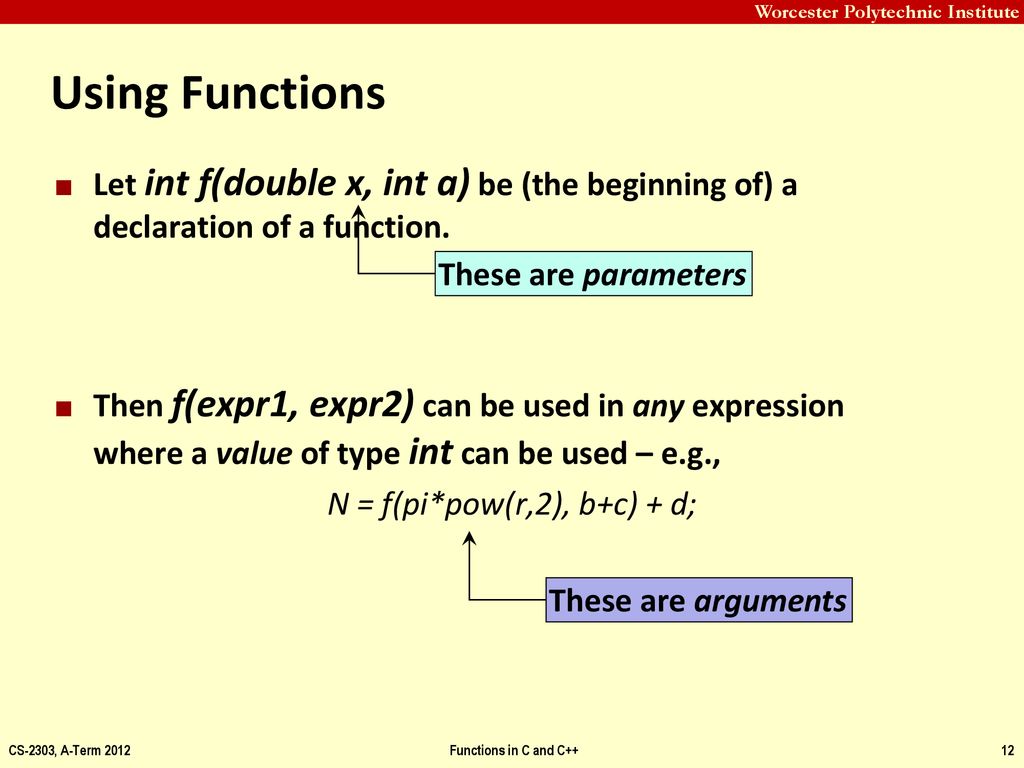 Functions in C and C++ CS-2303 System Programming Concepts Hugh C ...