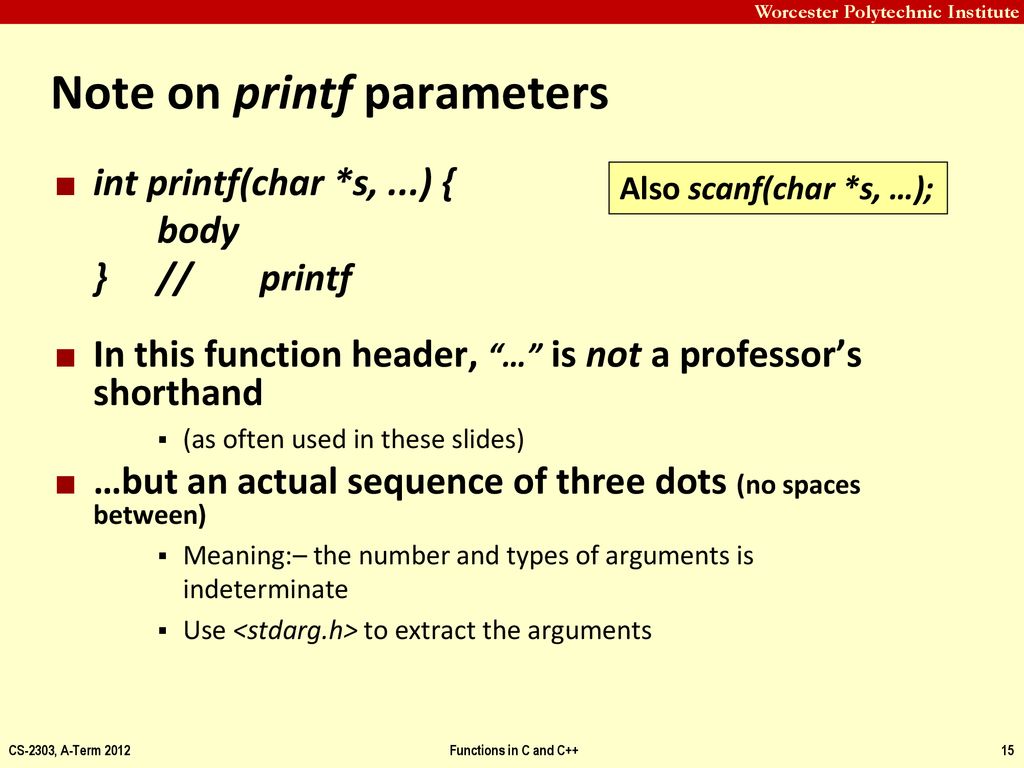 Functions in C and C++ CS-2303 System Programming Concepts Hugh C ...