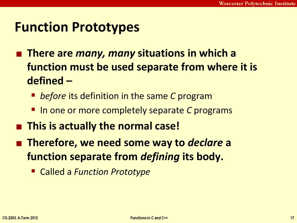 Functions in C and C++ CS-2303 System Programming Concepts Hugh C ...